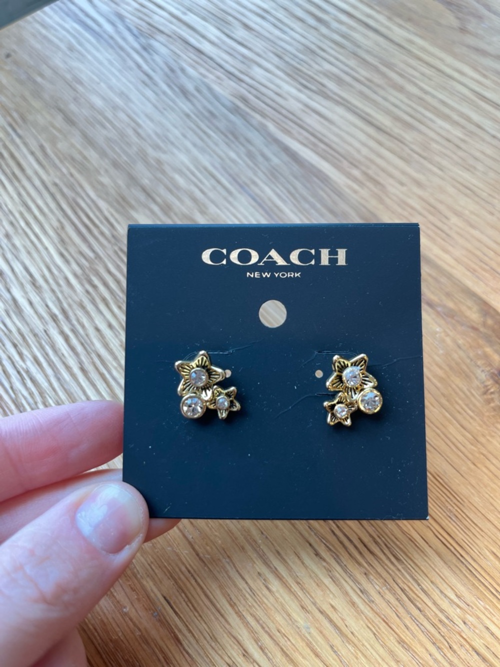 Coach Gold Star Cluster Crystal Stud Earrings